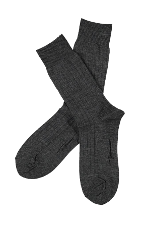 SOLID RIB ANTHRACITE MELANGE calcetines